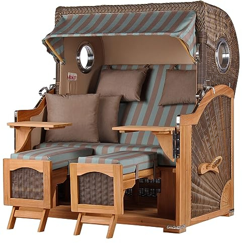 bene living Strandkorb-Set Ammersee 2,5-Sitzer Teak - PE grau - Modell 520 - Liftersystem