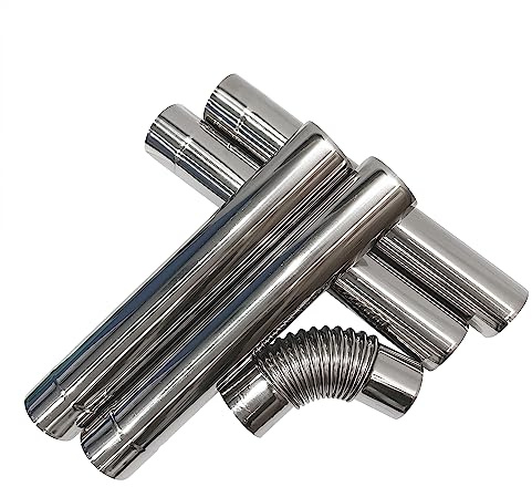 TAISOCA 4 Stove Pipes and Angle 90 Degree Wood Burning Stove for Tents 2.36 Inch Camping (Stainless Steel Tube x 4 + 90 Bending Pipe)