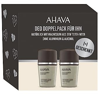 Ahava Deo Herren Doppelpack, natürlich mit Magnesium aus dem Toten Meer, ohne Aluminium und Alkohol – frei für Achselgeruchsentferner (1+1 Packung)