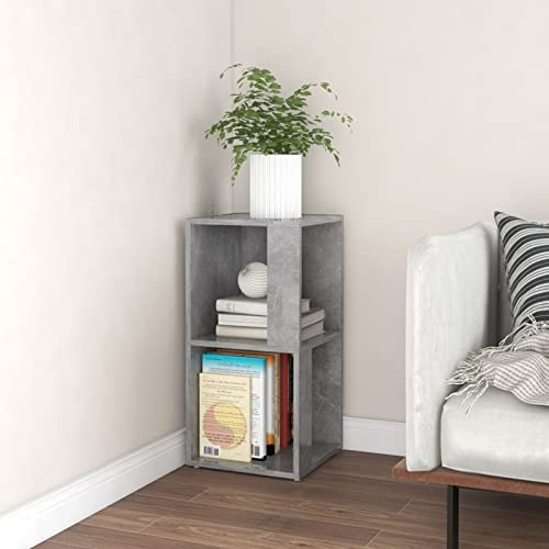 Gecheer Scaffale Angolare,Cube Libreria,Scaffale ad Angolo,Scaffale Libreria,Librerie,Libreria Angolare,Scaffale Porta CD,Libreria Scaffale in Legno Multistrato,Grigio Cemento 33x33x67 cm