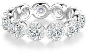 Lisandra Scott Shiny Bella Ring aus 925 Sterlingsilber, Zirkonia Steine rundherum mit Glitzer Highlight, Modern und Funkelnd Silberring für Damen und Frauen (Silber, 58)