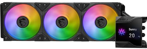 MSI MPG CORELIQUID D360 CPU-Flüssigkeitskühler - Pumpe mit 60-mm-Lüfter, 3 x 120-mm-ARGB-Lüfter, verdunstungssichere Schläuche, Mystic Light Software-Unterstützung - AMD- & Intel-Sockel-kompatibel