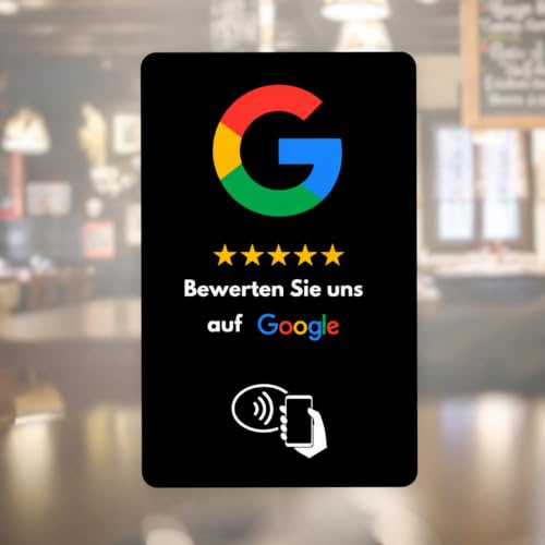 Aspira Home Google Bewertungskarte mit NFC, Rezensionskarte für Google Bewertungen, FERTIG VOREINGERICHTET für Ihr Google Bewertungsprofil, Schwarz