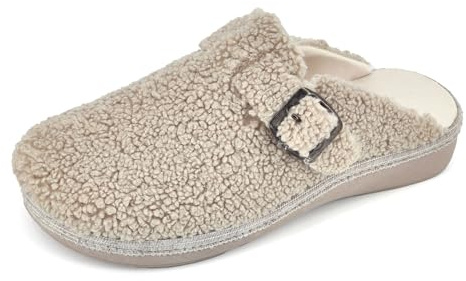 JOMIX Sabots Femme en Feutre Chaussons Fourrure Femme Chaussons Femme Hiver Pantoufles Femme Élégant Chaude Fabriqué en Espagne MD2424