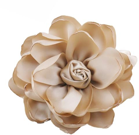 100mm Grande Broche En Tissu Avec Fleur De Broches Délicates Faites à La Main Classique Pour Fête Mariage Danse Banquet Pour Femmes Accessoires De Vêtements Cadeaux De Saint-Valentin (Kaki)
