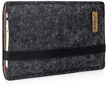 Stilbag maßgeschneiderte Handyhülle FINN - Anfertigung für Smartphones mit Case möglich | Smartphone-Tasche aus Filz | Handy Schutzhülle | Handytasche Made in Germany (Anthrazit - mokka)