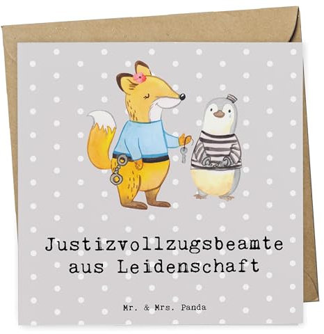 Mr. & Mrs. Panda Glückwunschkarte Justizvollzugsbeamte Leidenschaft - Geschenk, doppelkarte, Gefängniswärterin, Spruch, Gefängnis, anlasskarte, Lustig, Grußkarte, Klappkarte, faltkarte, Witzig