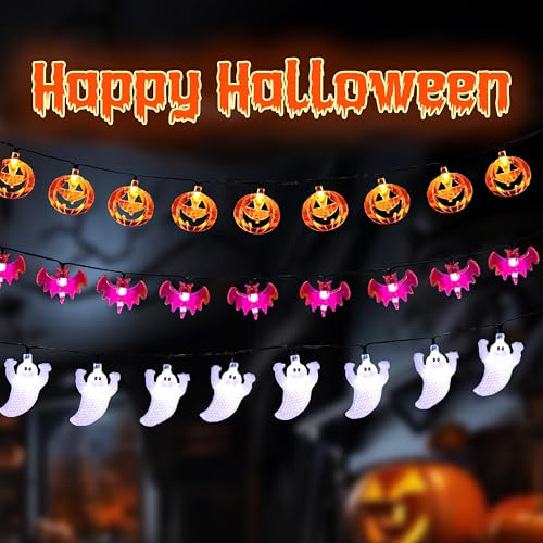 Kimuwote Guirlandes Lumineuses Halloween, 3.1 Metros 20 LED Cadena Luces, Decoración Halloween para Interiores y Exteriores, Fiestas, Jardines