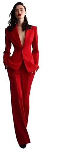 Mrjitor Donna Tuta con Risvolto a tacca con Un Bottone Giacca da Smoking da Ufficio Slim Fit Set di Pantaloni