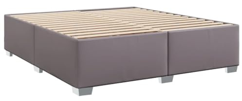 vidaXL Sängram grå 200x200 cm konstläder, sängbotten, plattformssäng, stoppad sängram, sovrumsmöbler, dubbelsäng, sängram av tyg