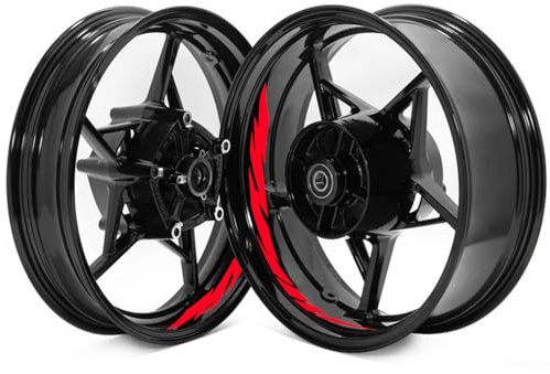 DualColorStampe Adesivi interno cerchi moto 17 POLLICI decal stickers cerchioni gomme strisce moto COD. D0032 (ROSSO FLUORESCENTE)