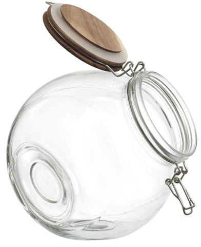 COOK CONCEPT - KA0367, Tarro de Conservación de Vidrio Transparente con Tapa de Acacia, Diseño Moderno y Elegante, Hermético, para Pasta, Frutos Secos, Especias - 1L, Natural