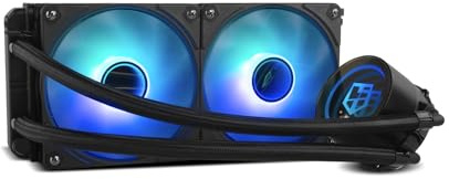 NOX XTREME PRODUCTS HUMMER M-240 – Refrigeración líquida ARGB para Intel y AMD, 2 ventiladores 120 mm PWM, bomba con base de cobre y efecto espejo infinito, radiador doble de aluminio, negro