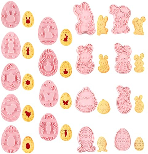 JSTHHTT 17 Stück Oster Ausstechformen Set, 3D Plastik Hasen Ausstechformen, Ostern Plastik Keksform, Ausstecher Hase, Ideales Ostergeschenk für DIY Backen