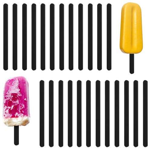 KALIONE 30Pcs 4.5 Inch Black Acrylic Ice Cream Sticks, Cake Molds, DIY Art