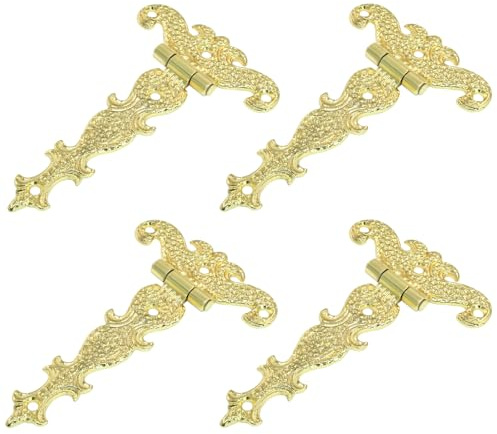 Cjueiom 4Pcs 3 Inch Gold T Hinges Heavy Duty | Gate Hinges, Fancy Door Hardware, For Wood Barn, Shed, Cabinet, Fence