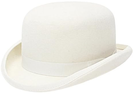 AYWTIUN Fedora-Hut Weiße Bowler-Mütze aus Wollfilz for Männer/Frauen, mit Satin gefüttert, for Mode, Party, formelle Fedora-Kostüm, Zauberer-Mütze(S(55cm))