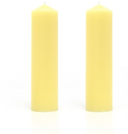 Carousel Home Pack of 2 Extra Large Church Pillar Candles | Unscented Cream Ivory Tall Pillar Candles | 250 Hour Long Burn - 35cm