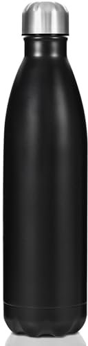 HPLIMEOR Edelstahl Trinkflasche 750ml - Thermosflasche für kalt & warm, kohlensäuregeeignet, auslaufsicher, BPA-frei | Doppelwandige Wasserflasche für Sport, Fitness, Outdoor, Schule, Gym(Schwarz)