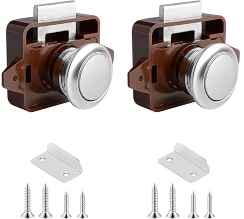 HAFRILY Push Lock Zinklegierung Push Button Lock 2 Stück, Keyless-Schrank Catch für möbelschloss Caravan Schlösser, Schublade, Schranktürschlösser, Yacht