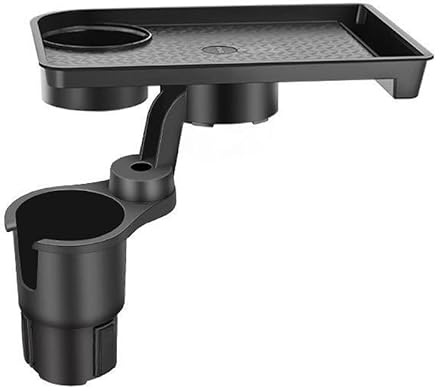 Auto Getränkehalter Tisch mit Handyhalter, 360° Verstellbares Auto Tisch Cup Holder, Expander Becherhalter Flaschenhalter, Verstellbarer Einstecksockel von 7.5 cm, Kunststoff, Schwarz