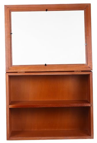 Garneck Kleiner Desktop Holz-Display-Schrank Mit Acryltür Rustikaler Vintage Aufbewahrungs Präsentationsständer Zweistöckig Robust Und Staubdicht Für Figuren Sammlungspräsentation