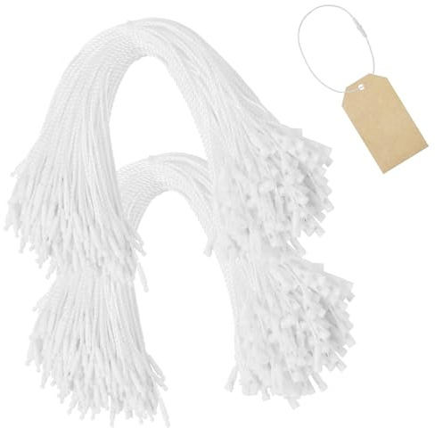 Flintronic Corda di Etichette Pendenti, 4pz(Bianco） | Cordini Nylon Usa e Getta per Etichette Pendenti, Chiusura a Pressione, per Bagagli, Prodotti e Gioielli