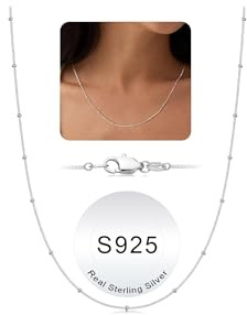 TINGN Silberkette Damen 925 Ohne Anhänger, 925 Sterling Silber Kette Damen Breite 1mm Silberkette Frauen Ohne Anhänger Chain 36CM-60CM Frauen Schmuck