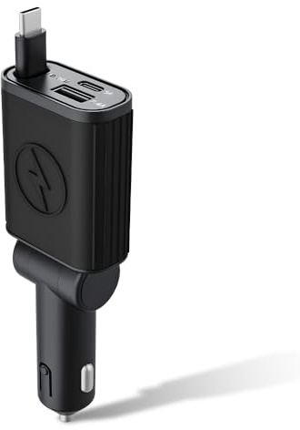 NAJILI Kfz Ladegerät 80W Einziehbar, 3-in-1 Auto Ladegerät Zigarettenanzünder mit USB C+Lightning Kabel für iPhone 16/15 Samsung Handy