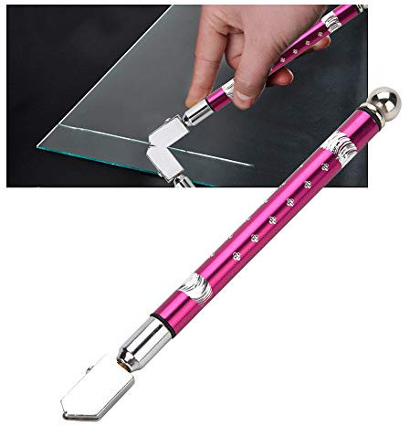 Glass Cutter Wheel, Portable Handheld Glass Cutting Tools with Non Slip Handle for Cutting 3-15mm with Knife Sharpeners, Wheel Type Cutter (1)
