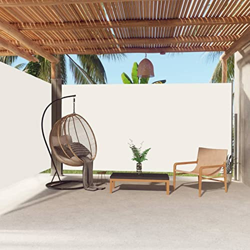 Snsowed Tenda da Sole Laterale Retrattile Crema 200x600 cm,Tenda da Sole Laterale,Anti UV Antivento Protezione Privacy per Balcone/Giardino-318007