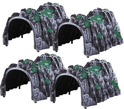 4 túneles ferroviarios, túnel Realista de 18 cm para modelismo ferroviario, túnel de simulación de vagón Cueva, de montaña de plástico, Accesorios para modelismo ferroviario, de Juego
