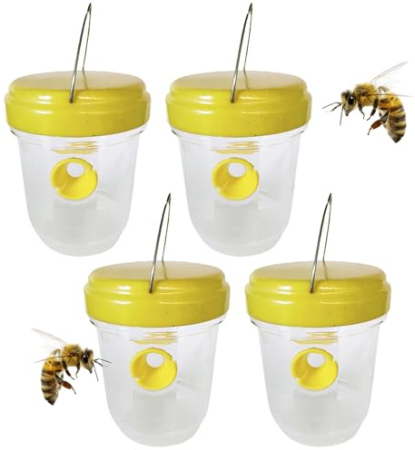 Piège Guêpes et Frelons Extérieur Réutilisable – Piège à Frelon Asiatique Extérieur Double Entrée, Attrape-Insectes Jardin, Balcon, Camping, sans Produits Chimiques (4 sans lumières)