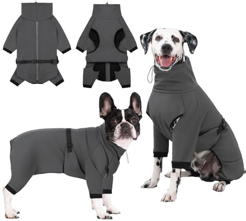 Cyponpy Hundemantel Wasserdicht Warm mit Beinen Hundejacke Winter Reflektierend Reißverschluss Hundemantel Warm Hundepullover Fleece Mantel Hund Winterjacke Wasserdicht Hundebekleidung Regenmantel