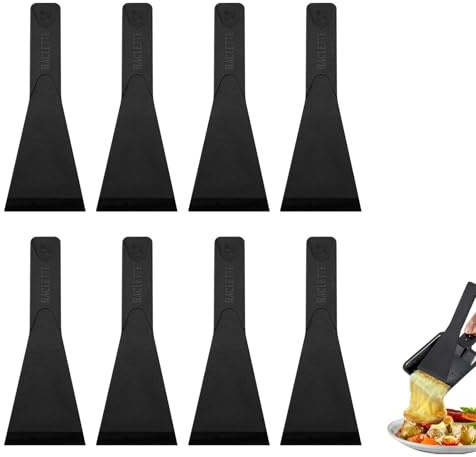 Hsyadazi Raclette-Spatel - 8-teiliges Küchenwerkzeug für Antihaft-Pfannen & Käsegrills - Schonende Pfannenwender für Raclette, Fondue & Bratpfannen