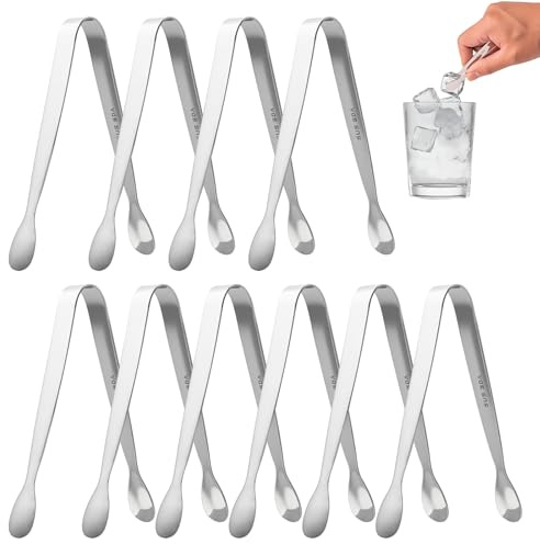 Mini Sweet Tongs 10Pcs, Stainless Steel Metal Ice Tongs 4.3in Versatile Sugar Cube Sugar Tongs Kitchen Small Tongs for Pick Mix Serving Ice Cubes Salad Buffet Desserts Tea Coffee Bar Party