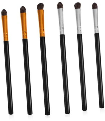 COLLBATH 6 piezas Brochas Maquillaje Ojos con Pelo de Caballo Mango Plástico Ergonómico Incluye Pinceles Difuminador Curvado y Angular para Sombras y Blending para Principiantes y