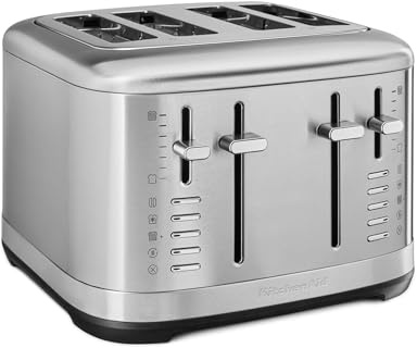 KitchenAid 4-Scheiben-Toaster, extra breite Schlitze, zwei unabhängige Steuerungen, 7 Bräunungsstufen, Bagel/Auftau/Aufwärm, Hochhebelift, Edelstahl
