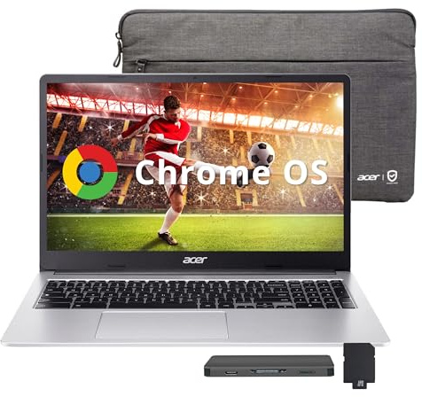 acer Chromebook 315 Laptop FHD de 15.6 pulgadas, Intel Celeron N4500, 4 GB LPDDR4 RAM, 224 GB de almacenamiento (eMMC de 64 GB + juego de estación de acoplamiento de 160 GB), gráficos UHD, teclado de