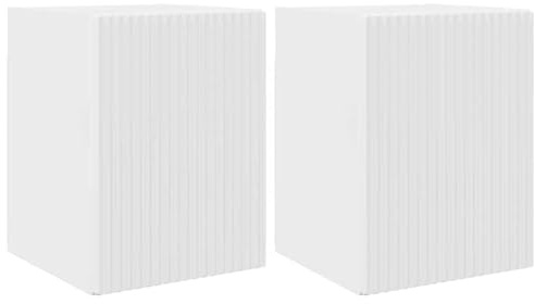 vidaXL Meuble TV Mural 2 pcs Blanc Brillant 30 x 31 x 40 cm, Mobilier Moderne pour Le Salon, Console TV stylée, Rangement Mural Minimaliste, Gain de Place, Bois d'ingénierie