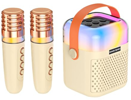 Machine À Karaoké pour - Haut-Parleur avec 2 Microphones - Machine À Chant Karaoké,pour Jardin Extérieur Fêtes Maison Spectacles Bureau