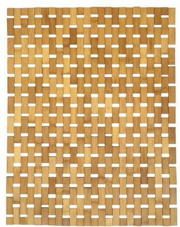 Housoutil Tappetino Antiscivolo in Bambù Naturale 60X40 CM Cuscino Zerbino per Bagno e Ingresso Casa Moquette Resistente per Pavimenti Interni e Ambienti Domestici