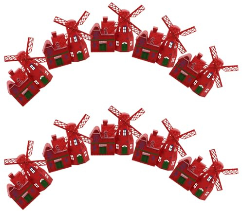 BESPORTBLE Lot de 10 Moulins à Vent Rouge Vif en Plastique, Miniatures de Maison-Moulin pour Décoration de Micro-paysages, Jardins Féeriques et Accessoires Maison Miniature, Ornement Vintage