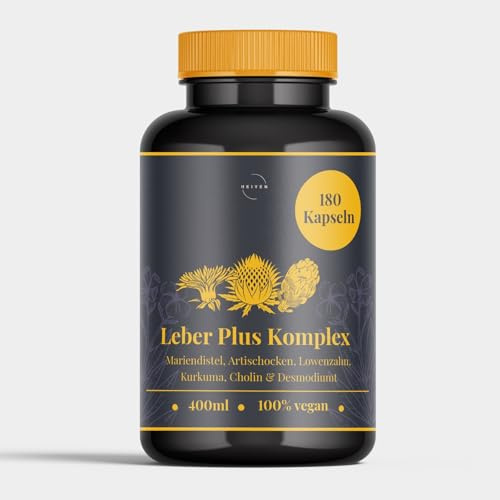 Complexe Liver Plus Haute Dose – 180 Gélules – avec Chardon-Marie (80% Silymarine), Artichaut, Pissenlit, Curcuma, Choline, Desmodium & Vitamine B12 – Formule Extra Forte – Très Grand Format – Végan