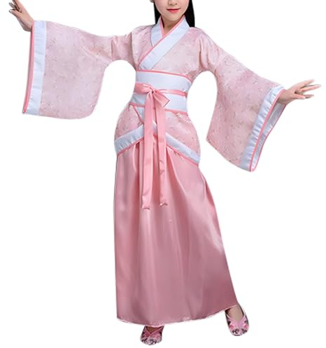 Générique Deguisement Chinoise Fille Hanfu Costume Accessoires avec Jupe midi Halloween Carnaval Cosplay Kimono Japonais Robe Geisha Peignoir Spa Enfants Déguisements
