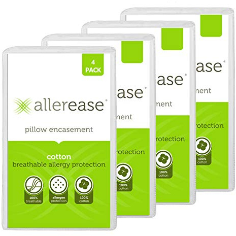 Aller-Ease Cotton Pillow Protectors Baumwoll-Kissenschoner, Weiß, 4 Pack, 4