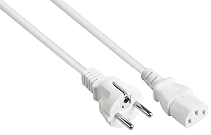 Good Connections Netzkabel - 1 m - Schutzkontakt-Stecker Typ E+F (CEE 7/7, gerade) an C13 Kaltgerätebuchse (gerade) - KUPFERLEITER CU - 0,75 mm² - KALTGERÄTE-Anschlusskabel - WEISS