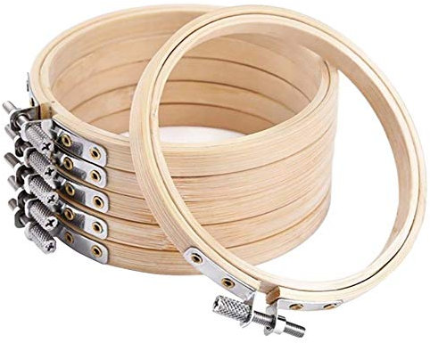 FSSTUD 6 Stück 8 cm Rund Bambus Stickrahmen Stickerei Ring Kreuzstich Hoop Stickerei Kreis für DIY Kreuzstich