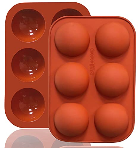 Lerykin 6 Holes Medium Semi Sphere Silicone Molds, 2 Packs Half Sphere Silicone Baking Molds for Making Chocolate, Cake, Jelly, Dome Mousse