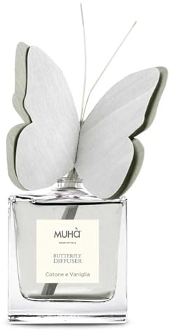 MUHA' Butterfly Schmetterling Diffusor Raumduft Made in Italy für Räume 50 ml Baumwolle und Vanille